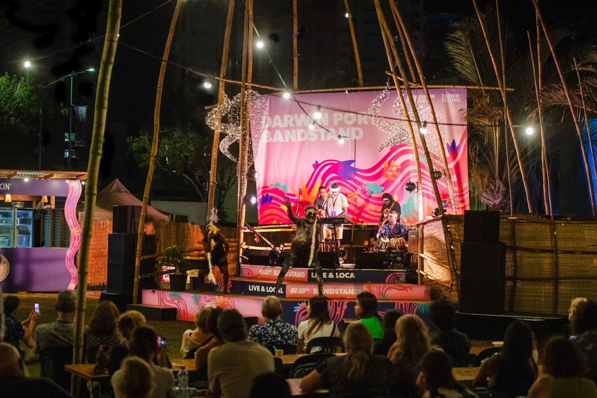 Artist on Darwin Port Bandstand