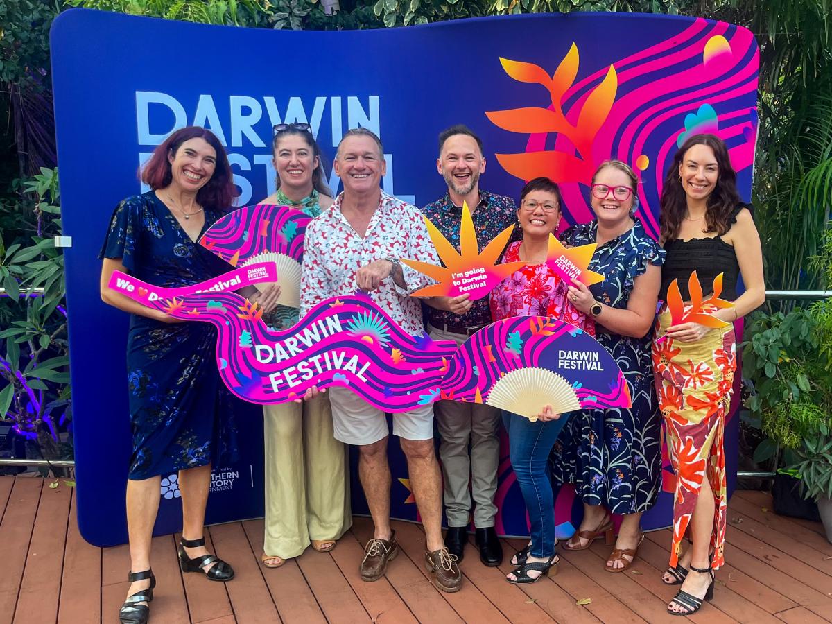 Darwin Port staff pose with Darwin Festival Staff at the Darwin Festival Launch
